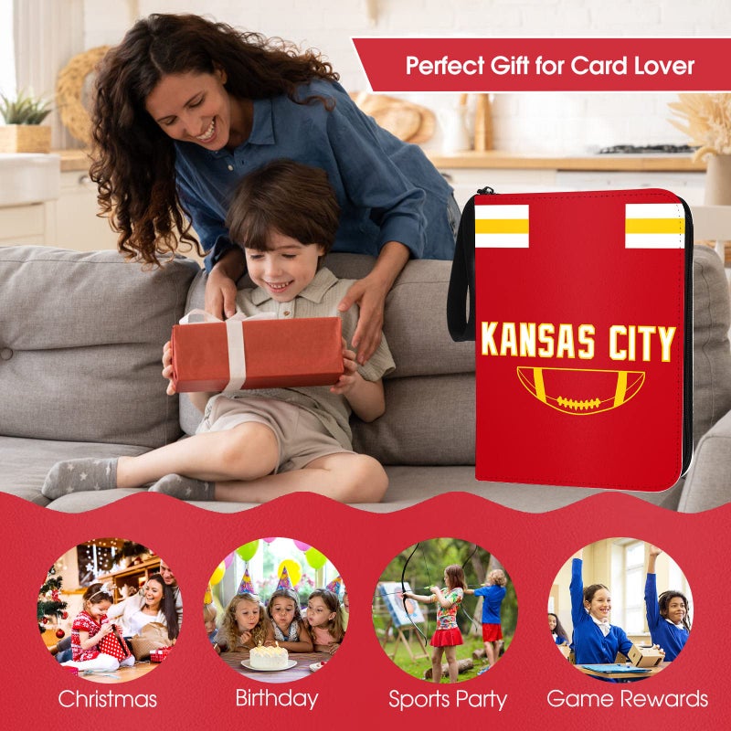 KivolFun Football Card Binder with Sleeves 900 Pocket  Kansas City Football Card Holder for Trading Cards Sports Card 3 Ring Binder Folder Collector Album Storage Book Case Kids Boys Girls Gift - Image 4